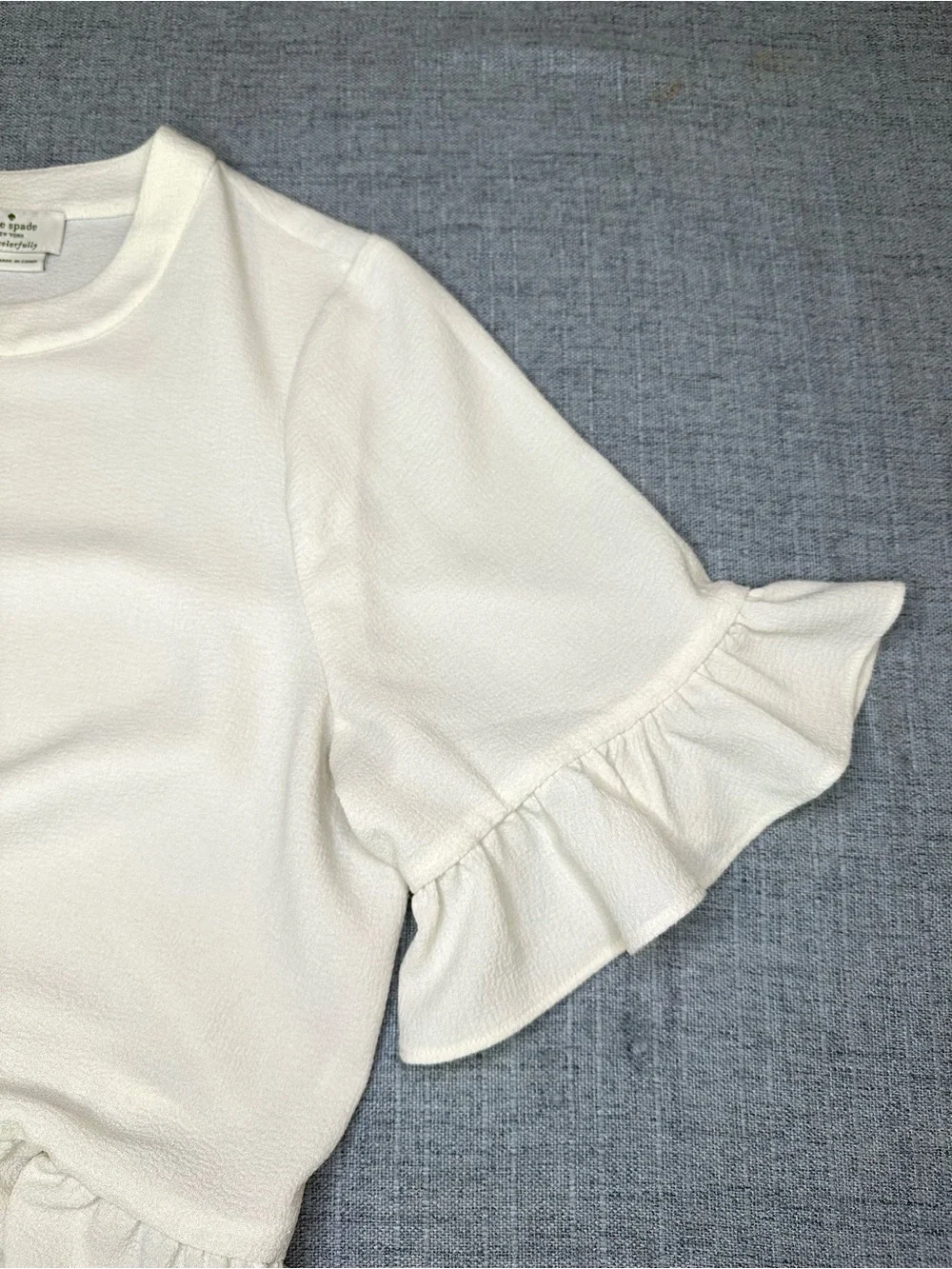 Kate Spade Cream Ruffle-Sleeve Peplum Blouse